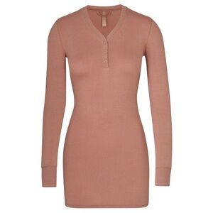 SKIMS Soft Lounge Henley Dress - Sienna XS